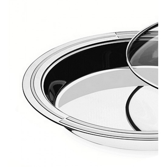 Travessa 39cm Ciclo Aço Inox Tramontina Com Tampa De Vidro E Talheres